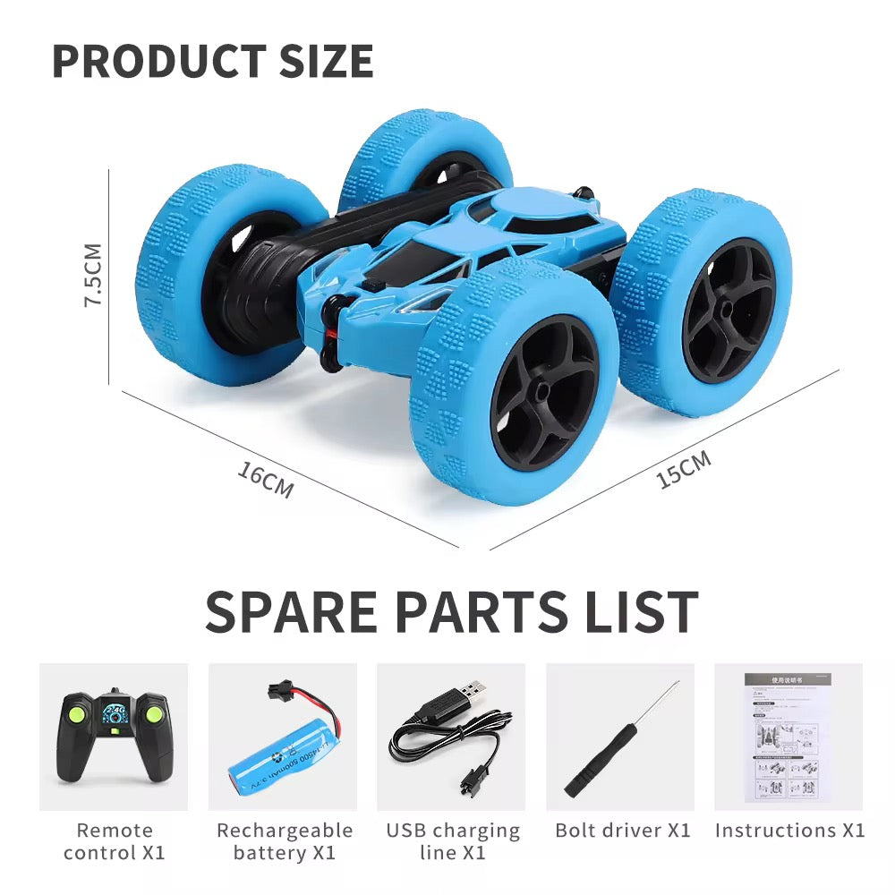 Rechargeable Remote Control Stunt Car – Multi-Color 360° Flip &amp; Racing Toy for Kids