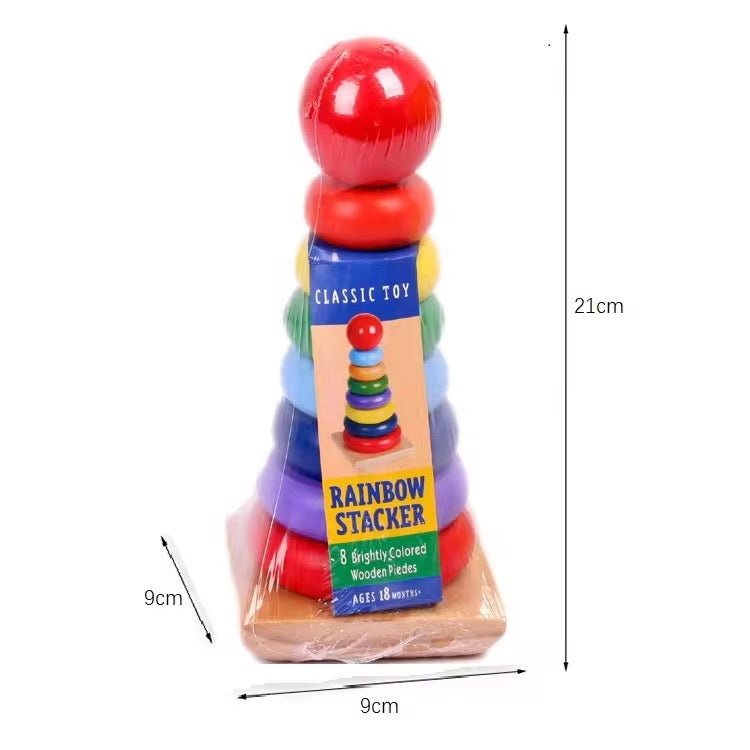 Wooden Rainbow Stacking Ring Toy – Educational Learning Toy for Kids (Small &amp; Large Sizes)