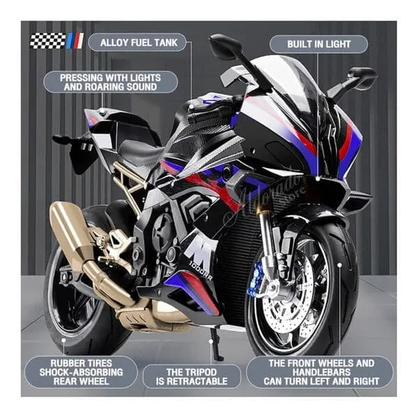 1:9 BMW 1000RR Heavy Bike Diecast Model – Premium Alloy Collectible Motorcycle with Light &amp; Sound