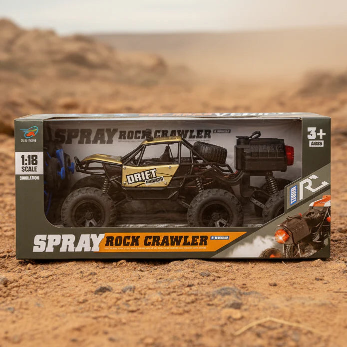 RC Spray Rock Crawler Jeep 1:18 Scale – Off-Road Remote Control Climbing Car for Kids
