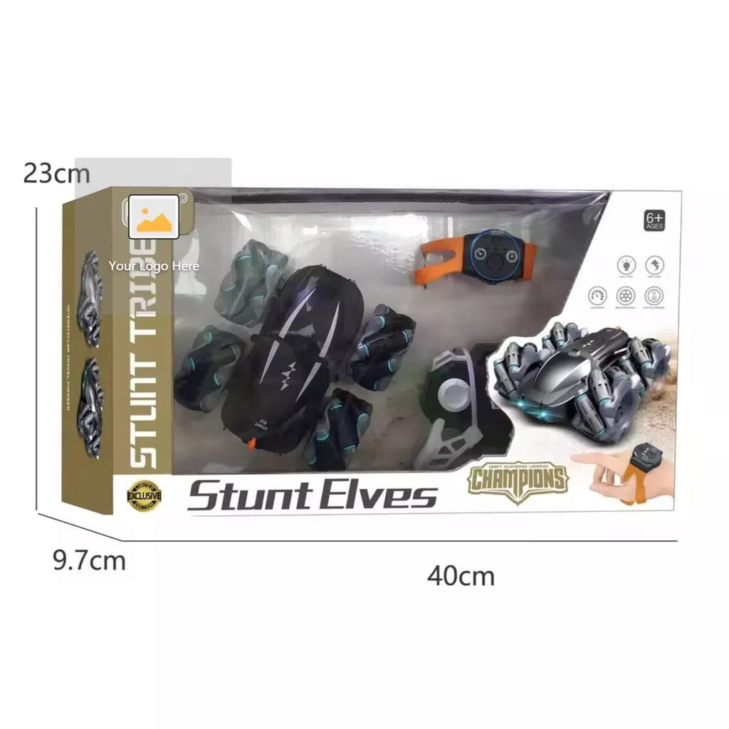 2-in-1 Remote Control Stunt Car with Watch &amp; Remote – 4WD Off-Road Acrobatic Toy
