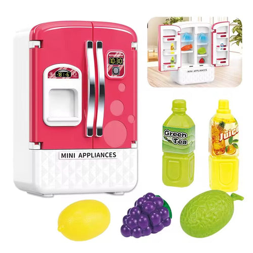Mini Toy Fridge Set with Fruits & Juice Accessories