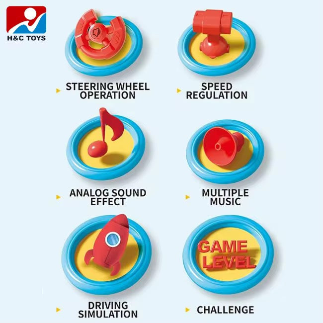 Space Adventure Rocket Car Simulator – Steering Wheel Toy for Kids