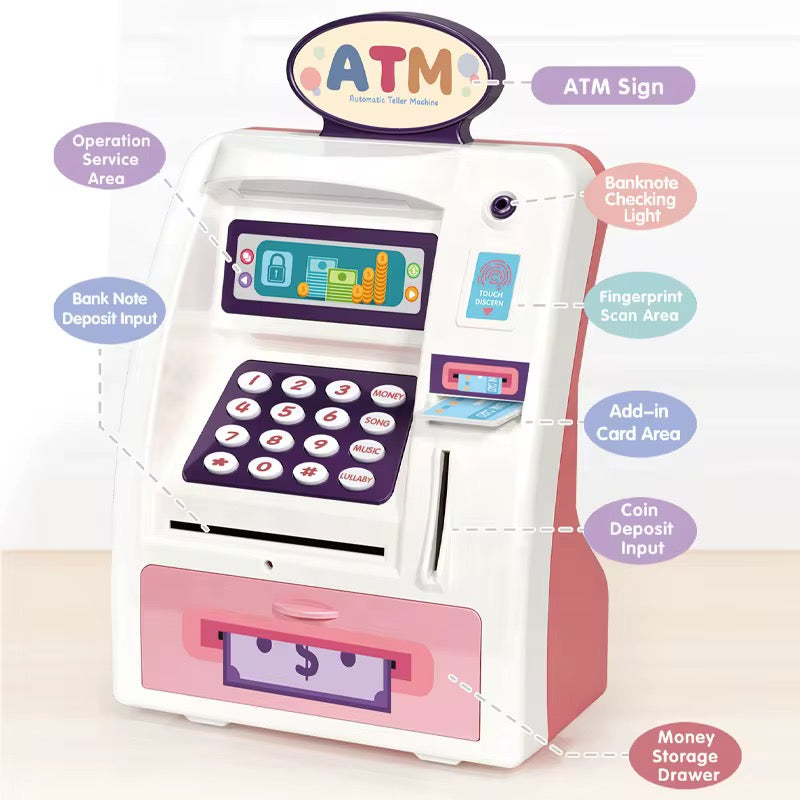 Creative Kids ATM Money Box with Card, Password &amp; Fingerprint – Smart Digital Saving Safe for Kids