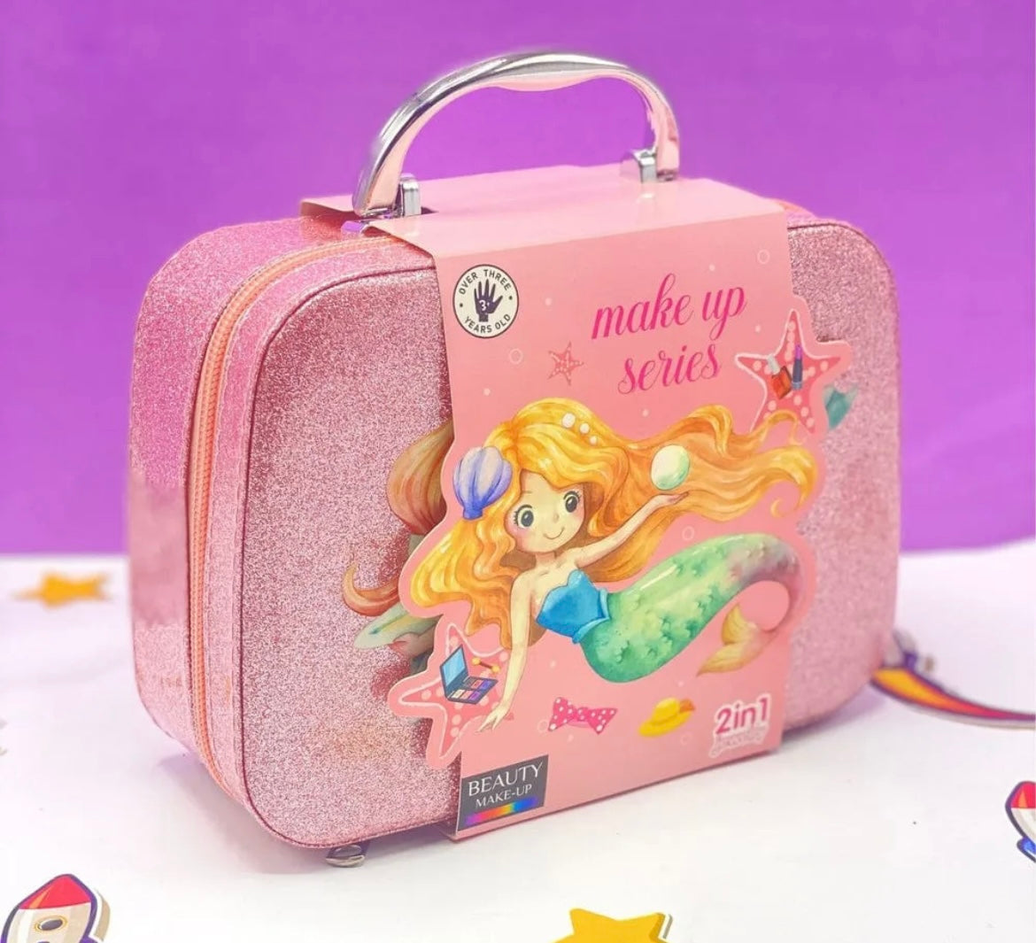 Girls Real Makeup Kit – Zipper Box Cosmetic Play Set for Kids