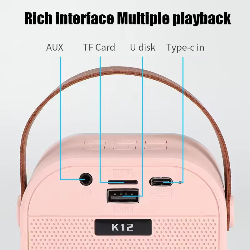 K12 3-in-1 Wireless Karaoke Mic with RGB Speaker – Portable Singing &amp; Party Sound System