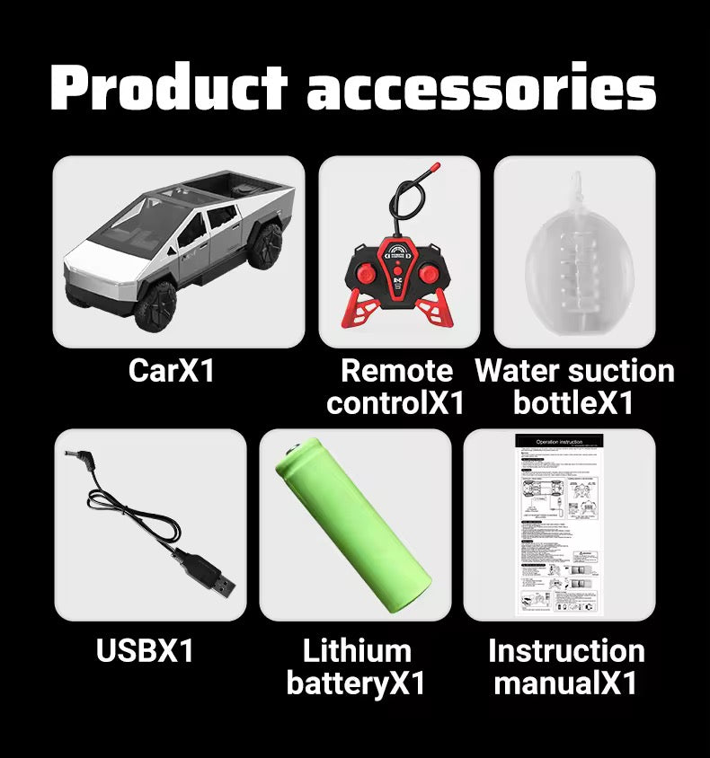 Tesla Cybertruck RC Remote Control Pickup Truck – Rechargeable Battery Edition
