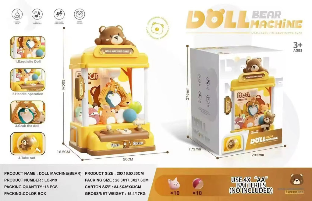 Bear-Themed Claw Machine Toy for Kids – Mini Arcade Prize Grabber Game