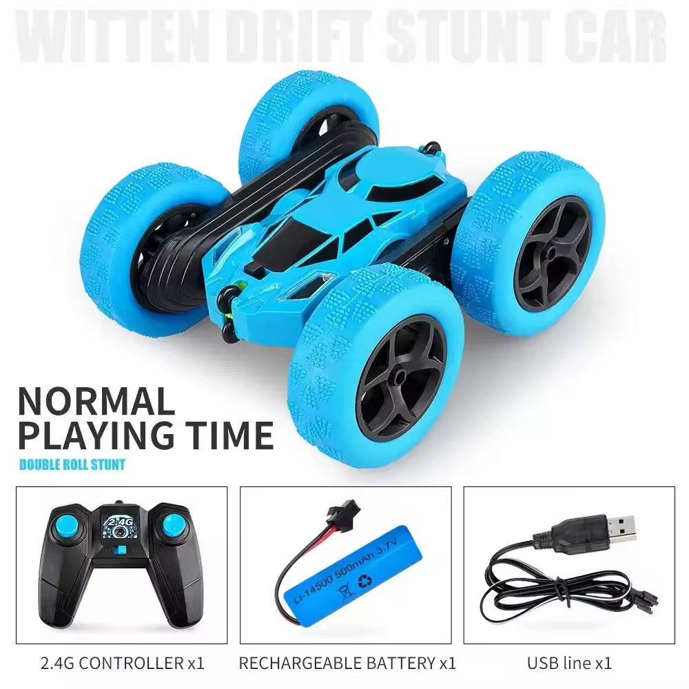 Rechargeable Remote Control Stunt Car – Multi-Color 360° Flip &amp; Racing Toy for Kids