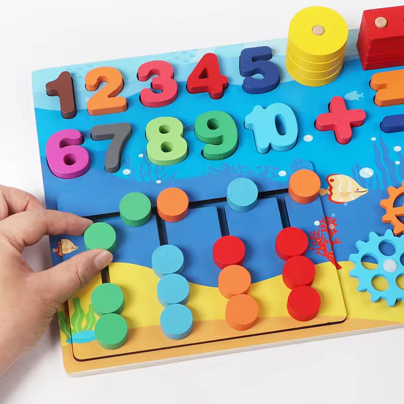 Montessori Wooden Multifunctional Busy Board – Magnetic Fishing Puzzle &amp; Early Education Activity Toy