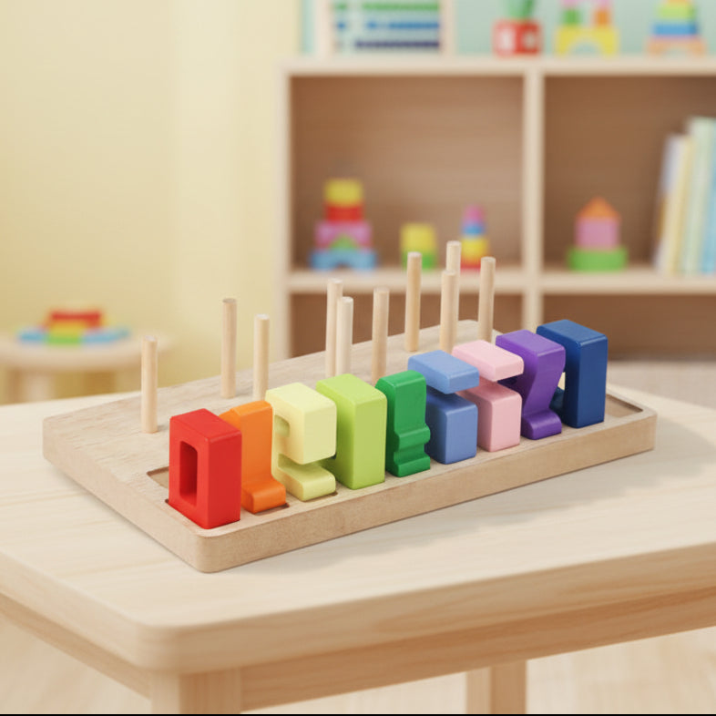 Wooden Number Board – Counting, Sorting & Stacking Learning Toy for Kids