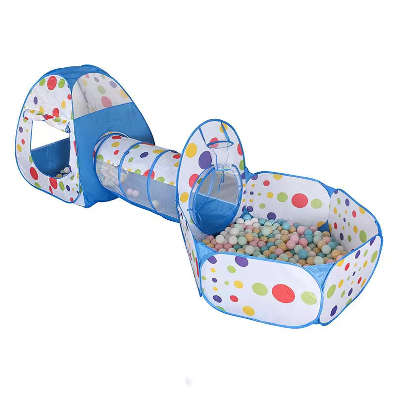 3-in-1 Kids Tent Play Tunnel Set – Ball Pit + Crawl Tunnel + Basketball Hoop