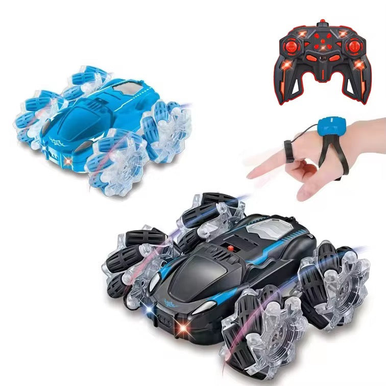 2-in-1 Remote Control Stunt Car with Watch &amp; Remote – 4WD Off-Road Acrobatic Toy