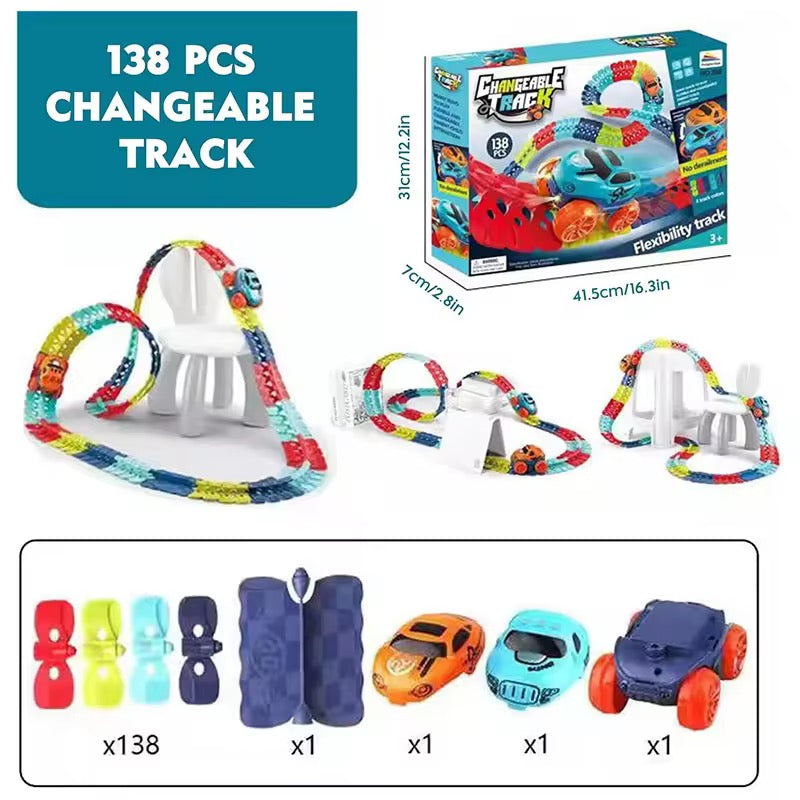 3D Glow Racing Track Set – Flexible &amp; Fun Car Toy for Kids