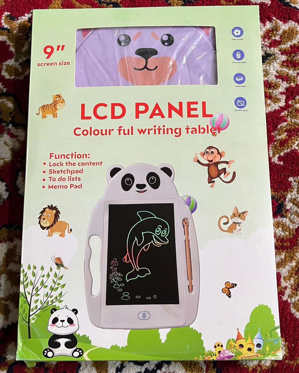 Cute Animal Design 9-Inch LCD Writing Tablet – Multicolor Screen Drawing Pad for Kids