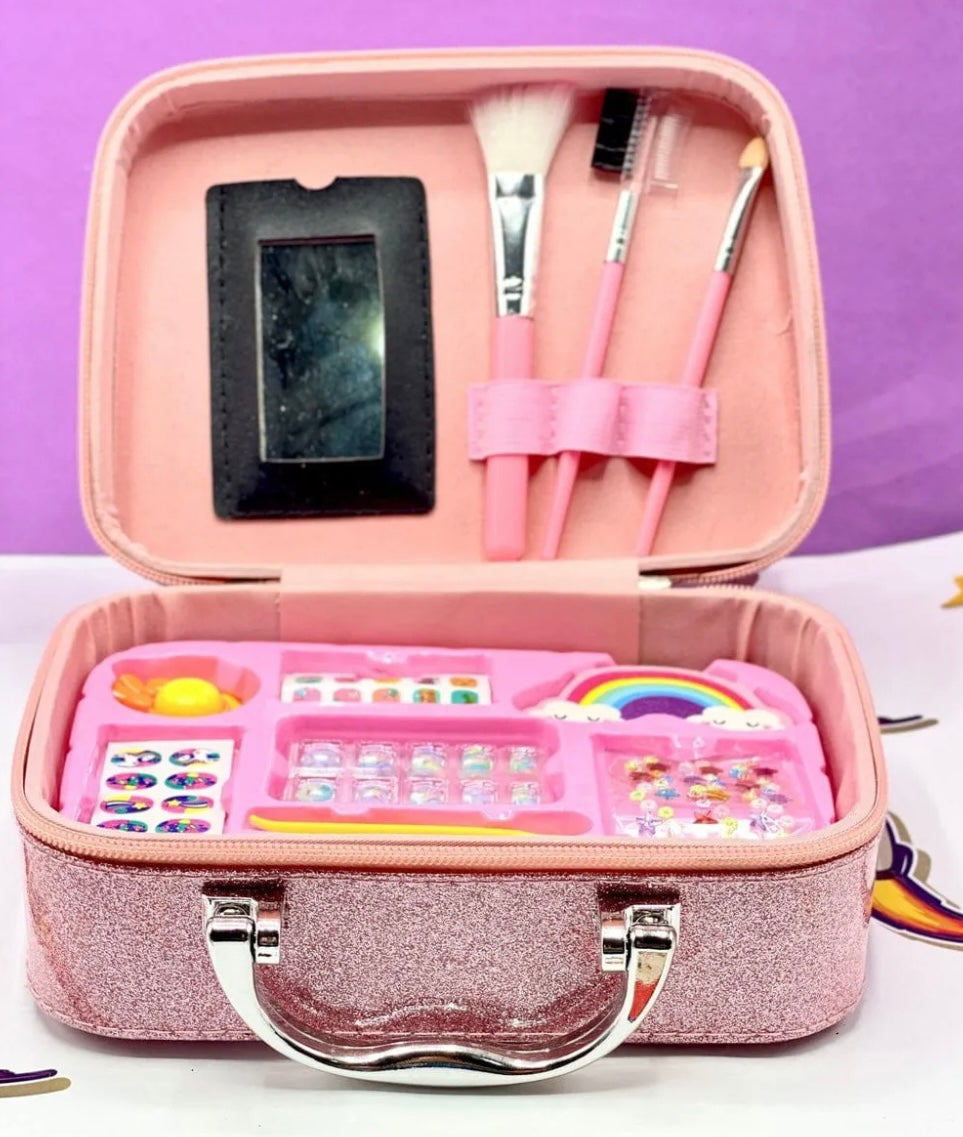 Girls Real Makeup Kit – Zipper Box Cosmetic Play Set for Kids