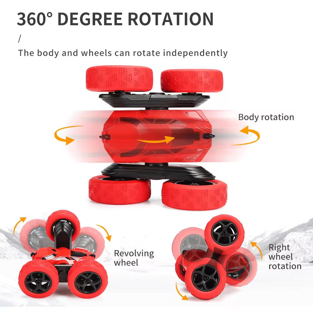 Rechargeable Remote Control Stunt Car – Multi-Color 360° Flip &amp; Racing Toy for Kids