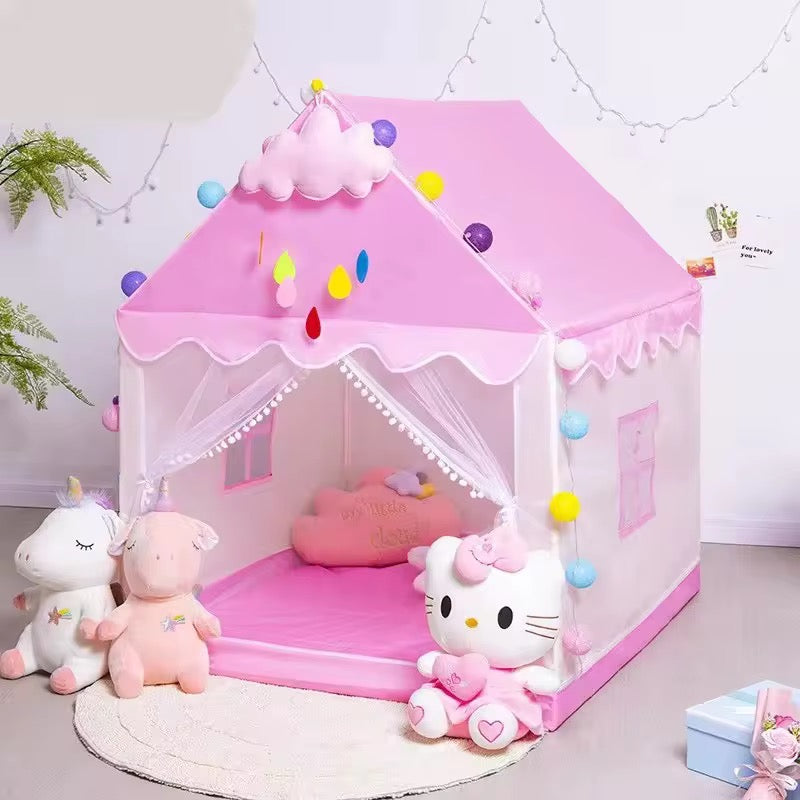 Kids’ Play Tent House (Pink, Yellow &amp; Blue) – Fun Indoor &amp; Outdoor Play Space