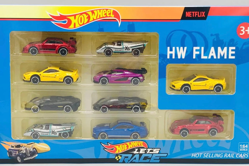Hot Wheels Die-Cast Mini Inertia Cars – Pack of 10 Racing Vehicles for Kids