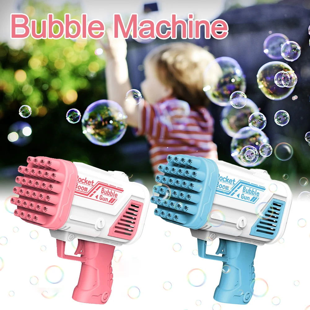 Bubble Machine Gun 36 Holes Blaster for Kids – Automatic Bubble Blower with LED Lights