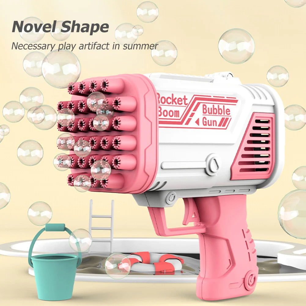 Bubble Machine Gun 36 Holes Blaster for Kids – Automatic Bubble Blower with LED Lights