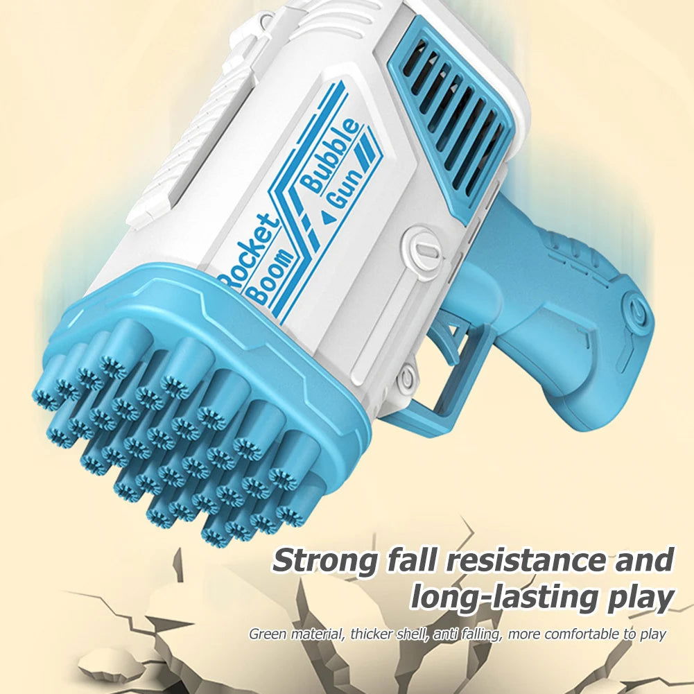 Bubble Machine Gun 36 Holes Blaster for Kids – Automatic Bubble Blower with LED Lights