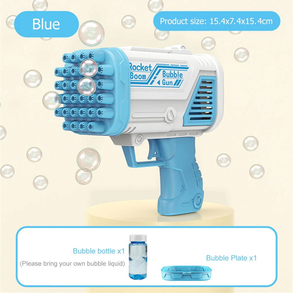 Bubble Machine Gun 36 Holes Blaster for Kids – Automatic Bubble Blower with LED Lights
