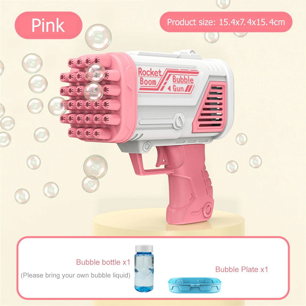 Bubble Machine Gun 36 Holes Blaster for Kids – Automatic Bubble Blower with LED Lights