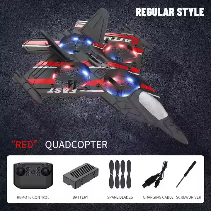 RC Fighter Jet Drone Stunt Plane – Remote Control Aircraft with Lights &amp; 360° Flips