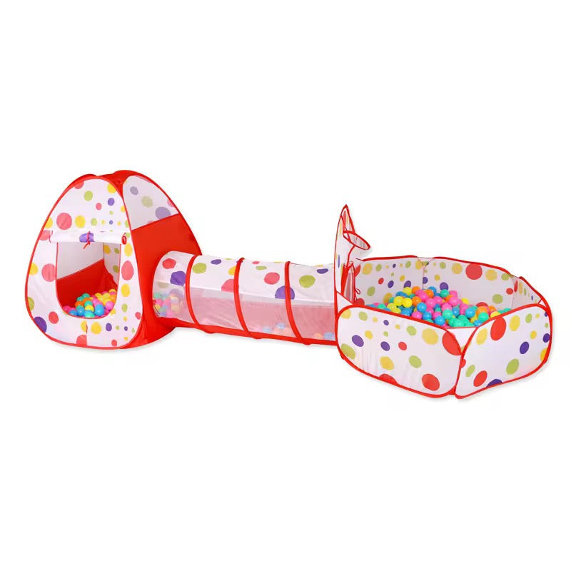 3-in-1 Kids Tent Play Tunnel Set – Ball Pit + Crawl Tunnel + Basketball Hoop