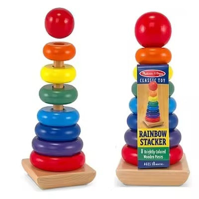 Wooden Rainbow Stacking Ring Toy – Educational Learning Toy for Kids (Small &amp; Large Sizes)