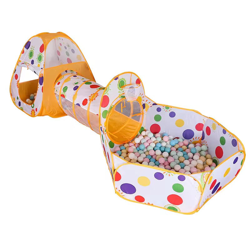 3-in-1 Kids Tent Play Tunnel Set – Ball Pit + Crawl Tunnel + Basketball Hoop