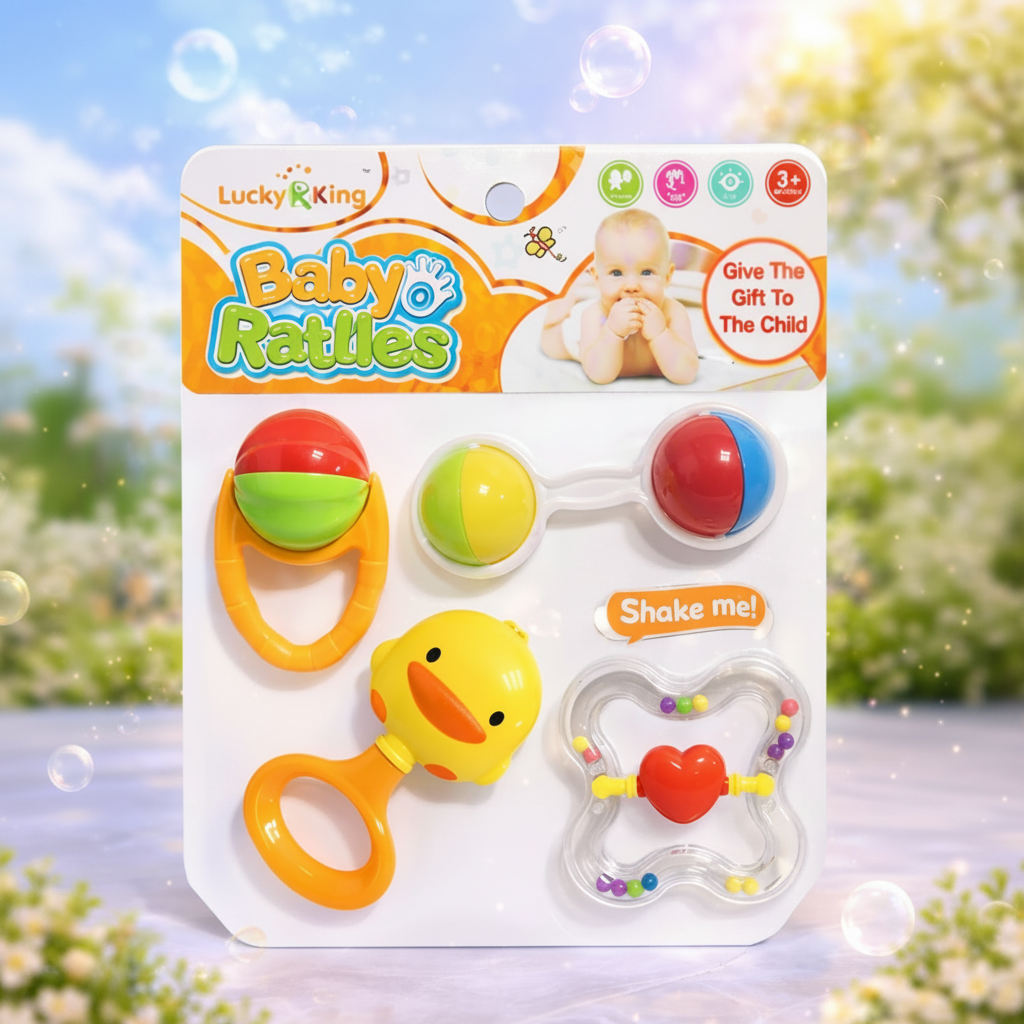 4 Pcs Baby Rattle Set – Colorful Hand Rattle Toys for Newborn & Infants