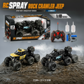 RC Spray Rock Crawler Jeep 1:18 Scale – Off-Road Remote Control Climbing Car for Kids