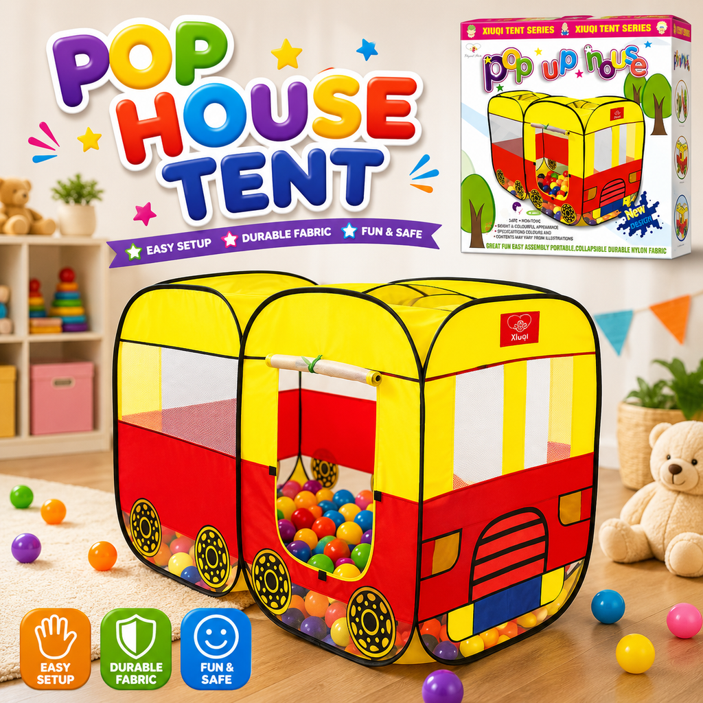 Pop Up House Tent | Bus Style Kids Play Tent Indoor & Outdoor