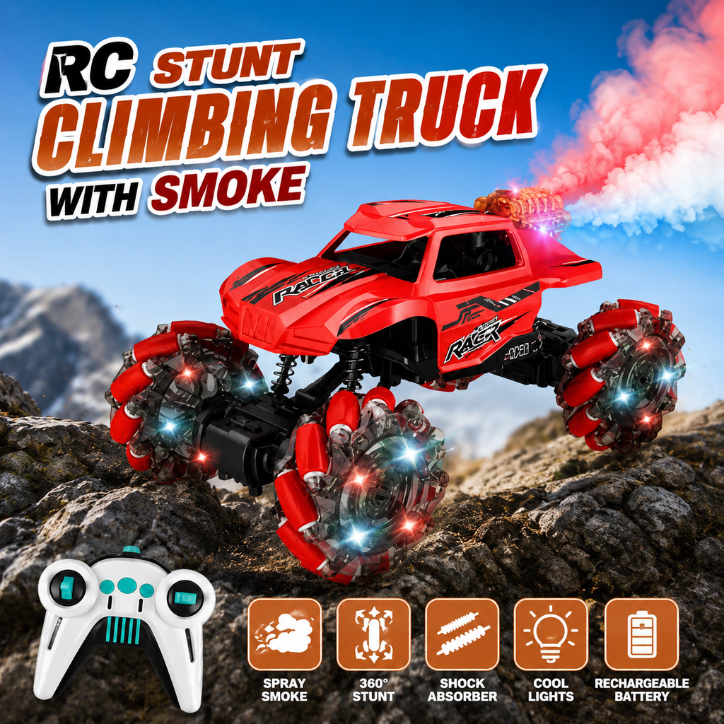 2.4GHz RC Stunt Climbing Truck with Smoke & LED Lights – Ultimate Off-Road RC Adventure