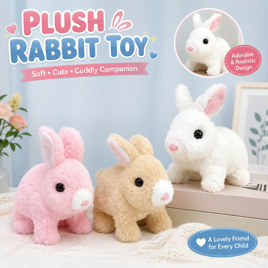 Plush Rabbit Toy with Sound and Motion for Kids