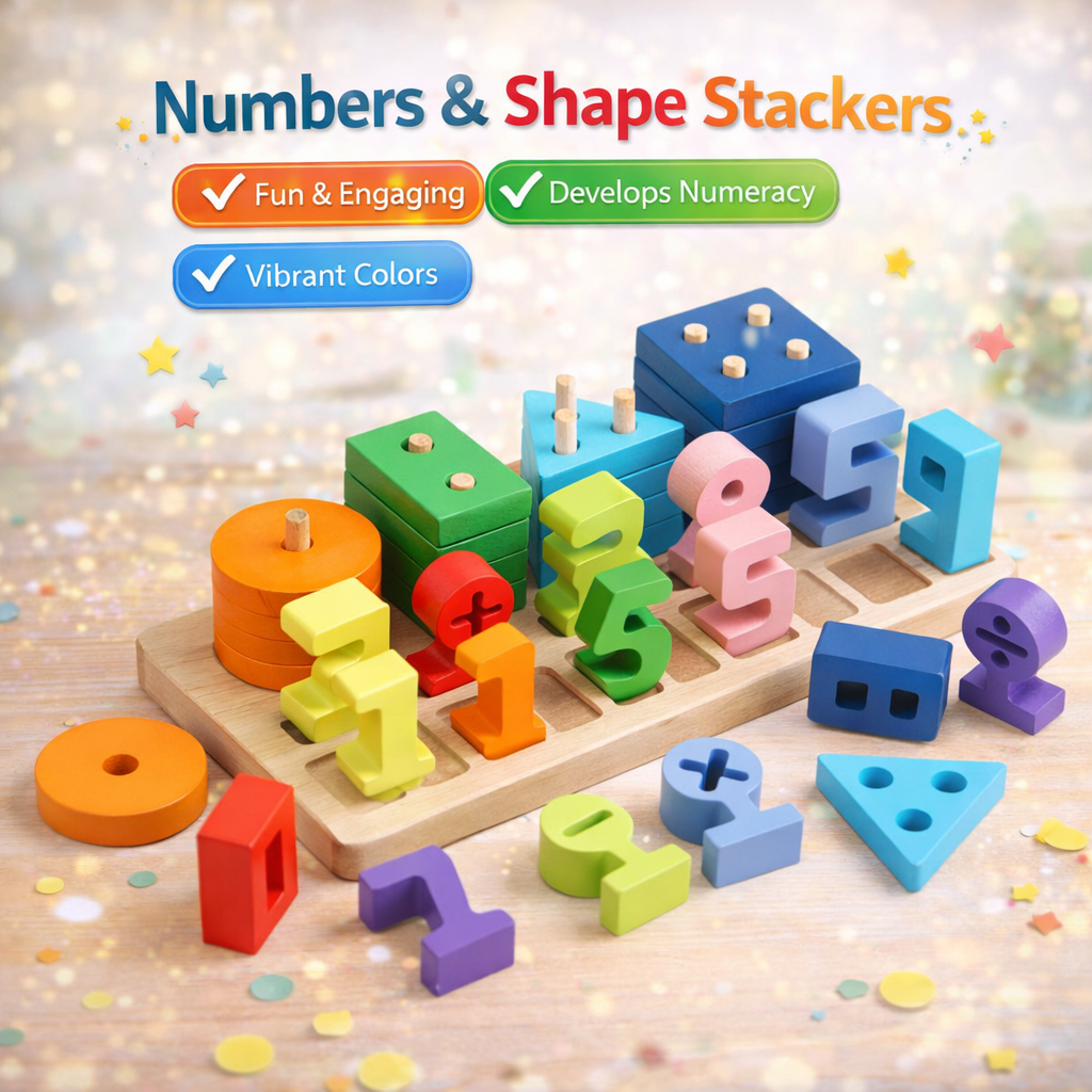 Wooden Number Board – Counting, Sorting & Stacking Learning Toy for Kids