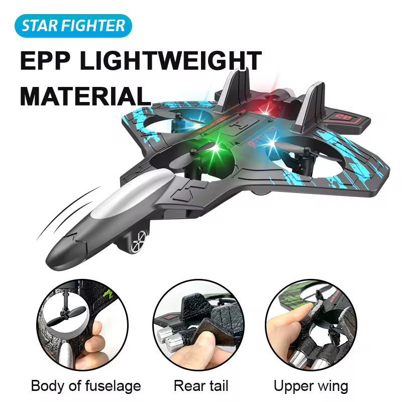 RC Fighter Jet Drone Stunt Plane – Remote Control Aircraft with Lights &amp; 360° Flips