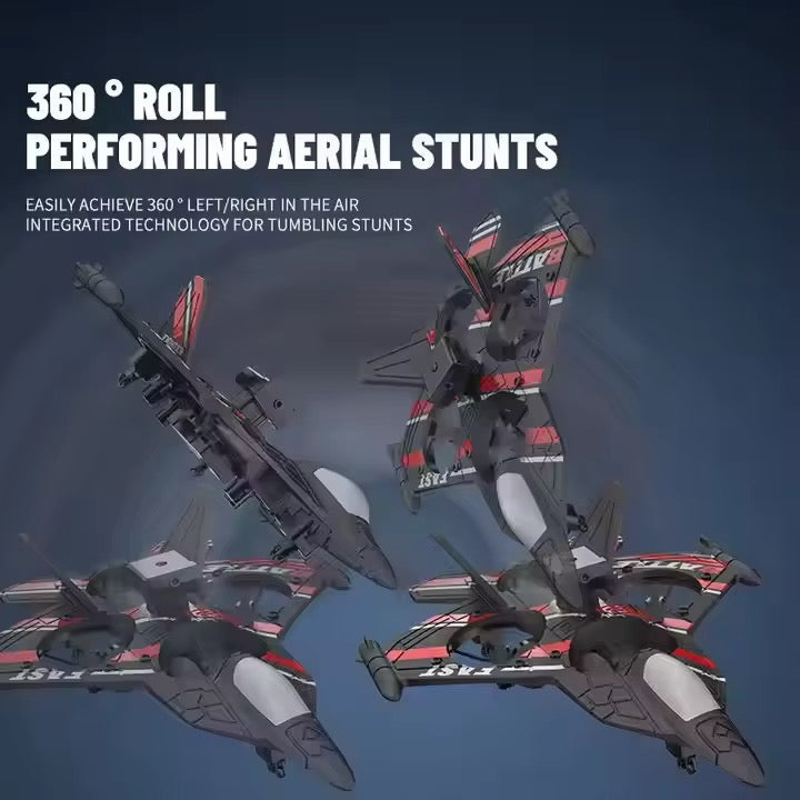 RC Fighter Jet Drone Stunt Plane – Remote Control Aircraft with Lights &amp; 360° Flips