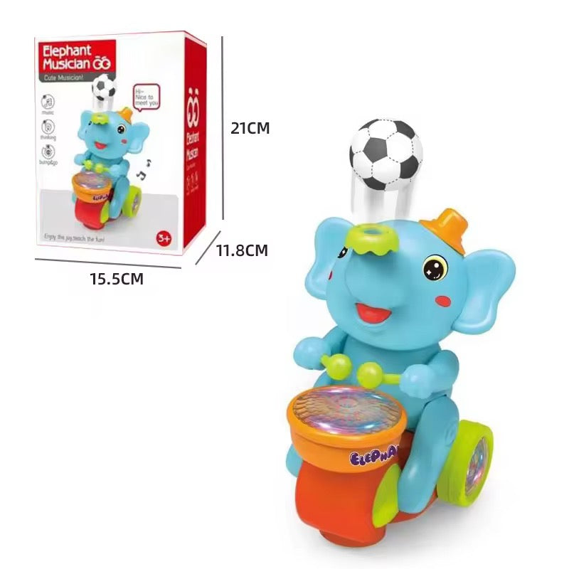 Elephant Musician Toy – Musical Drum Play with Flashing Lights for Kids