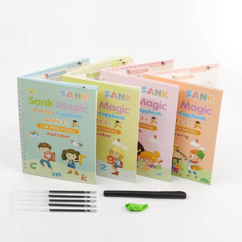 Sank Magic Practice Copybook Set – 4 Books + Magic Pen