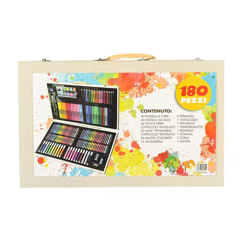 Colouring Art Kit – Multi-Character Wooden Case Set for Kids (188 pcs)
