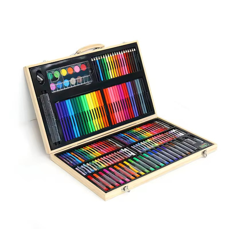 Colouring Art Kit – Multi-Character Wooden Case Set for Kids (188 pcs)