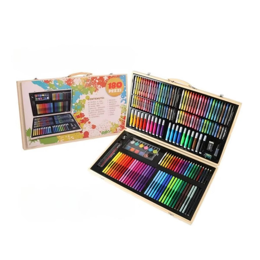 Colouring Art Kit – Multi-Character Wooden Case Set for Kids (188 pcs)