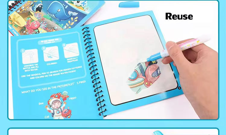 Magic Water Drawing Book – Reusable Kids Painting &amp; Learning Activity Book