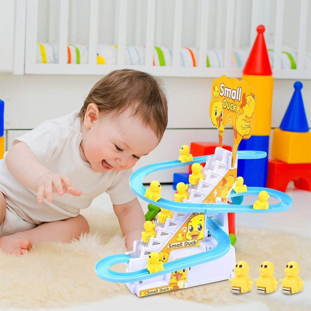 Duck Climbing Stairs Toy for Kids with Lights &amp; Music – Fun Moving Stair-Climbing Action Toy