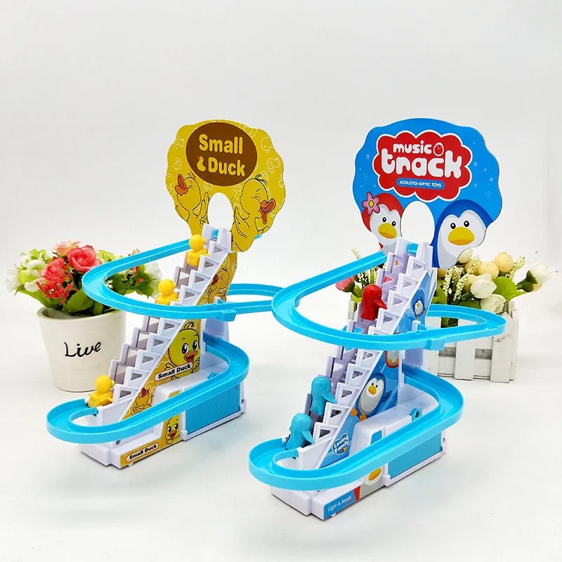 Duck Climbing Stairs Toy for Kids with Lights &amp; Music – Fun Moving Stair-Climbing Action Toy