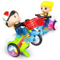 Kids’ Stunt Bicycle with LED Lights, Music &amp; 360° Rotation – Electric Robot Bike