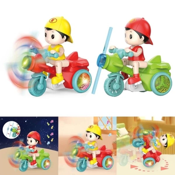 Kids’ Stunt Bicycle with LED Lights, Music &amp; 360° Rotation – Electric Robot Bike